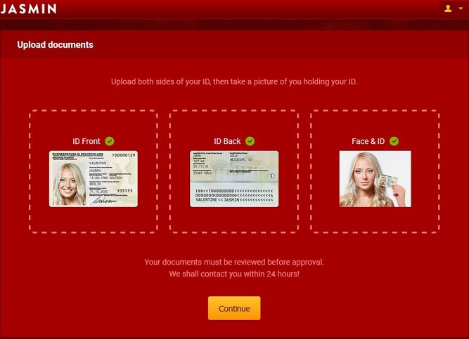 Where Webcam Models must upload a digital copy of their Documents completed